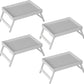 Bed Tray Table with Folding Legs, Bamboo Breakfast in Bed for Kitchen Serving Tray, Sofa, Eating, Used As Laptop Desk Snack Tray (4 Pack, White Color)
