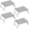 Bed Tray Table with Folding Legs, Bamboo Breakfast in Bed for Kitchen Serving Tray, Sofa, Eating, Used As Laptop Desk Snack Tray (4 Pack, White Color)