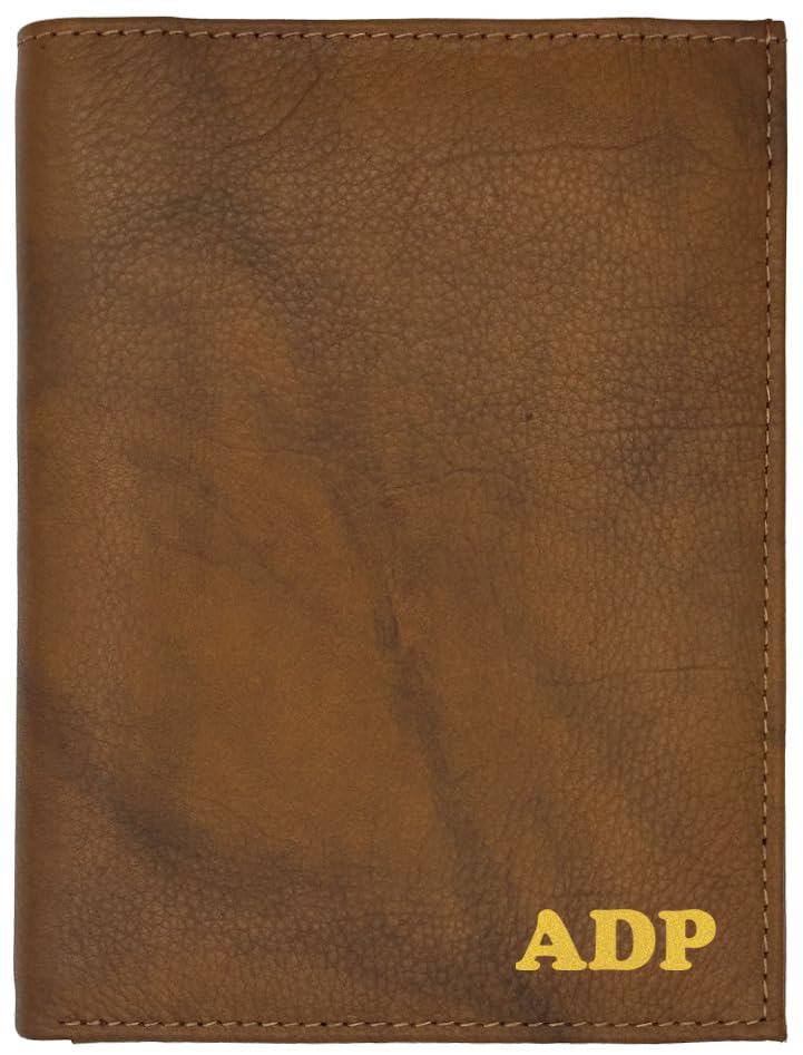 Deluxe Personalized Monogrammed Antique Saddle RFID Leather Passport Wallet