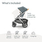 UPPAbaby Vista V3 Stroller - Full-Size Single-to-Double Stroller System - Toddler Seat, Bug Shield, Rain Shield, and Storage Bag Included - Callum (Stone Blue/Silver Frame/Sand Leather)