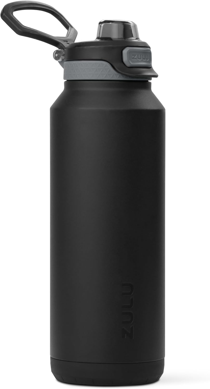 ZULU Powerfill Pro 40oz Stainless Steel Water Bottle with Quick Fill Lid, Triple Walled Vacuum Insulated Metal, Leak Proof Locking Lid, Sip and Chug, Reusable BPA Free, Black - Roamly