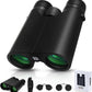 10x42 Binoculars for Adults High Powered Compact Binoculars with Low Light Night Vision for Bird Watching Hunting Travel Outdoor Sports, Easy to Focus