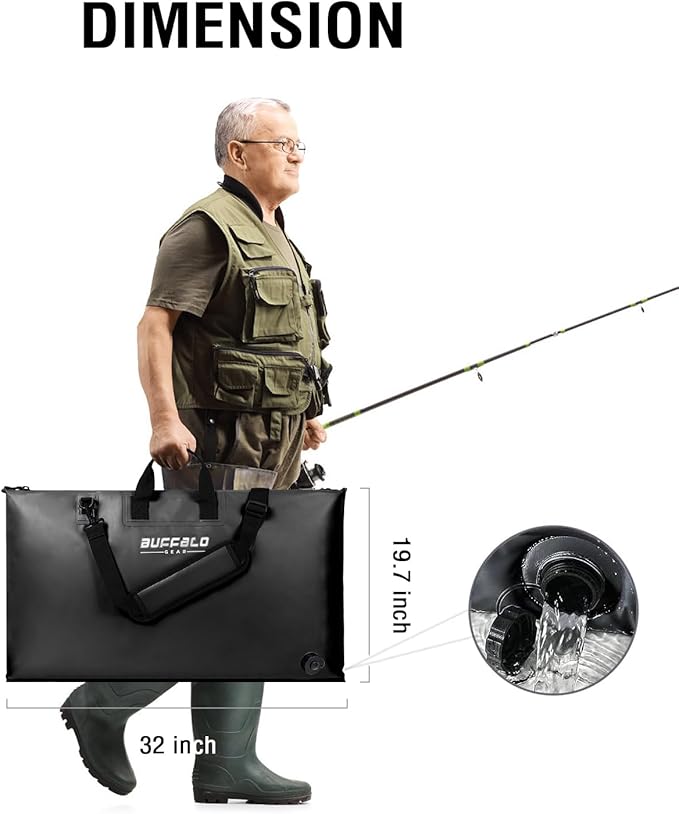 Buffalo Gear Fish Tournament Weigh in Bag for Bass Fishing, Heavy Duty Fish Bag for Caught Fish Waterproof,Leakproof,Puncture Resistant