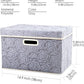 PRANDOM Collapsible Storage Boxes with Lids Fabric Decorative Storage Bins Cubes Organizer Containers Baskets with Cover Handles Divider for Bedroom Closet Living Room 14.9x9.8x9.8 Inch 1 Pack