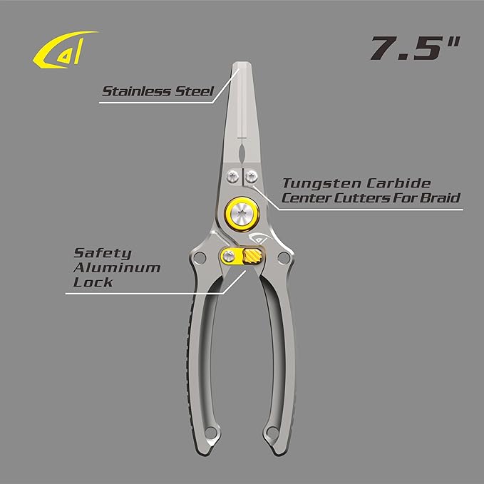 danco Aluminum 7.5" Center Fishing Cutter with Sheath, Fishing Line and Wire Cutter, Saltwater Safe, Fresh/Saltwater Fishing