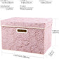PRANDOM Collapsible Storage Boxes with Lids Fabric Decorative Storage Bins Cubes Organizer Containers Baskets with Cover Handles Divider for Bedroom Closet Living Room 14.9x9.8x9.8 Inch 3 Pack