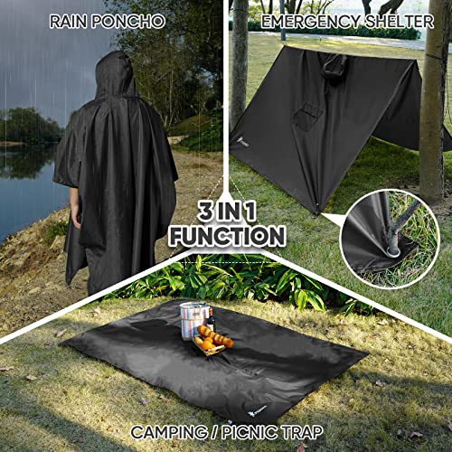 Hooded Rain Poncho for Adults