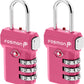 Fosmon TSA Approved Pink Locks for Luggage, Cute Suitcase Lock with Push Release Button for Extra Security, 3 Digit Combination Padlock for Travel, Backpack Zipper Anti Theft, Gym Locker, Women