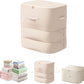 Ultra Space Saving Self Compression Organizer, 2025 New 3-Layer Zipper Large Capacity Storage Bag, Thick Satin Fabric Heavy Duty Bags for Comforters Blankets Bedding Duvet (Beige, X-Large, 21x17x24in)