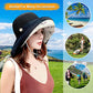 Women Summer Mesh Sun Hats Floppy Wide Brim UV Protection Fishing Hat Beach Hiking Garden Travel Lawn Work Cap Chin Strap