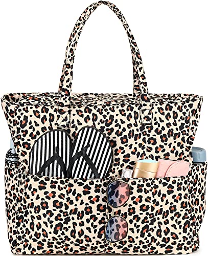 Water Resistant Beach Tote Pool Bags Women Ladies Large Gym Tote Carry On Bag With Wet Compartment for Weekender Travel