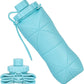 YCT Collapsible Silicone Travel Water Bottle 20oz (600ml), Reuseable Leakproof BPA Free Foldable Sports Bottle, with Carrying Strap, Blue
