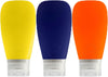 Travel Bottles for Toiletries, TSA Approved 3oz Leak Proof Silicone Refillable Squeeze Travel Size Containers BPA Free for Cleansers, Lotions, Shampoo 3pk (Orange-Blue-Yellow).