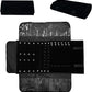Velvet Travel Jewelry Case Roll Bag Organizer for Necklace Bracelet Earrings Ring (Black)