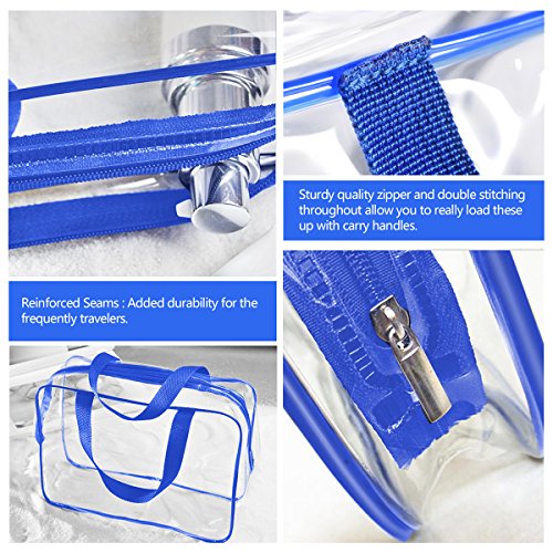 3Pcs Crystal Clear PVC Travel Toiletry Bag Kit for Women Men