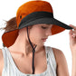 Rosoz Ponytail Sun Bucket Hats for Women UV Protection Foldable Mesh Wide Brim Hiking Beach Fishing Summer Safari