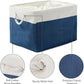 TheWarmHome Organization and Storage Basket for Shelves - Jumbo 3 Pack 20x16x14 inch Collapsible Storage Bins for Organizing, Canves Storage Cubes for Gift Organizer Toys Closet (White & Jean Blue)