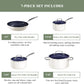 Nuwave 7pc Cookware Set Healthy Duralon Blue Ceramic Nonstick Coated, Diamond Infused Scratch-Resistant, PFAS Free, Oven Safe, Induction Ready & Evenly Heats, Tempered Glass Lids & Stay-Cool Handle