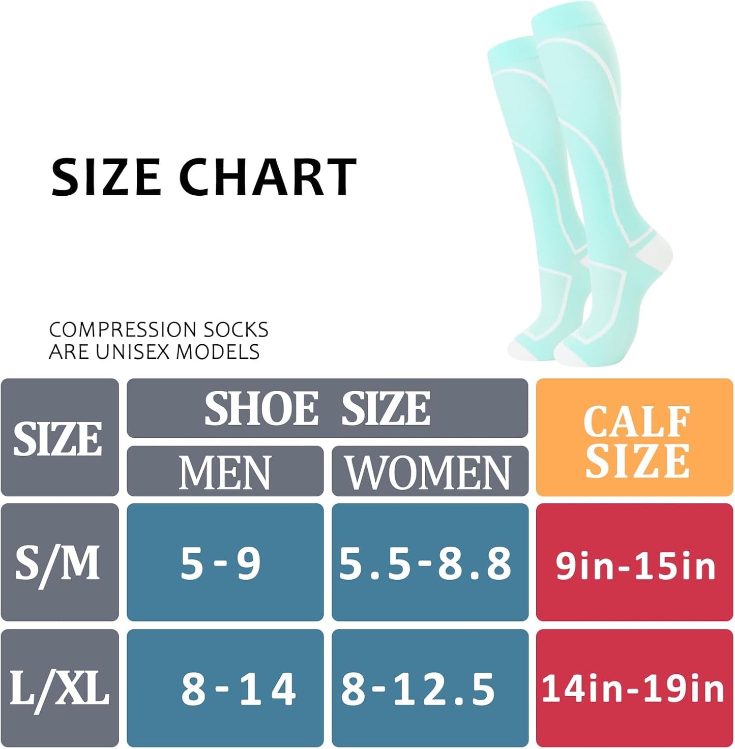 Compression Socks for Women Men Circulation Knee High 8 Pairs for Nurses, Running, Travel, Athletic