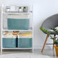 TheWarmHome Organization and Storage basket for Organizing - 3 Pack 16x12x12 inch Cube Storage Bin for Shelves, Fabric Storage Cubes for Organizer Cloth Closet Toy Box (White & Green)