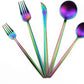 Gugrida 20-Piece 18/10 Stainless Steel Flatware Silverware, Luxury Dinnerware Set Travel Cutlery Tableware Include Knife Fork Spoon Service for 4,Healthy & Eco-Friendly Dishwasher Safe (Rainbow Matte)