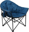 ALPHA CAMP Oversized Camping Chairs Padded Moon Round Chair Saucer Recliner with Folding Cup Holder and Carry Bag