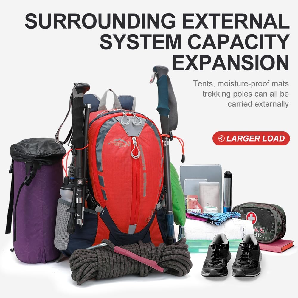 INOXTO Small Hiking Backpack with 2L Water Bladder and Waterproof Rain Cover, 25L Hydration Daypack for Travel, Cycling, Camping, Outdoor - Roamly