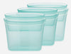Zip Top Reusable Food Storage Bags | 3 Bag Set [Teal] - 3 Sandwich, 3 Snack | Silicone Meal Prep Container | Microwave, Dishwasher and Freezer Safe | Made in the USA