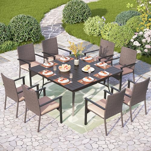 Wicker Patio Dining Chairs Set of 6 with Removable Cushions (6 Count)