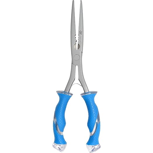CUDA 10.25" Titanium Bonded Stainless Steel Freshwater Long Needle Nose Pliers #18113 Durable Fishing Hooks Remover, Ring Splitter with Crimper & Mono & Fluorocarbon Cutter