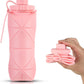 Silicone Collapsible Water Bottles,Lightweight Reusable Leakproof For Traveling Camping Hiking Cycling Sports Outdoor,Foldable Portable Travel Water Bottle 600ML Pink 1Pack.