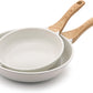 SENSARTE Nonstick Frying Pan Skillets, White Ceramic Coating Omelette Pans, Healthy Cookware Chef's Pan, Free of PTFE & PFAS (8+10 Inch)