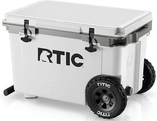 RTIC 52 Quart Ultra-Light Wheeled Hard Cooler Insulated Portable Ice Chest Box for Beach, Drink, Beverage, Camping, Picnic, Fishing, Boat, Barbecue, 30% Lighter Than Rotomolded Coolers