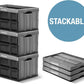 CleverMade Collapsible Storage Bins - Stone 3 Pack 46L - Stackable Containers Heavy Duty Capacity Folding Crates - Space-Saving for Home