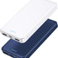 [2 Pack] Portable Charger Power Bank 10000mAh,Ultra Slim Compact External Battery Pack with USB C Input & Output Backup Charger Compatible with iPhone 16/15/14/13, Galaxy S24,Android etc-Blue+White