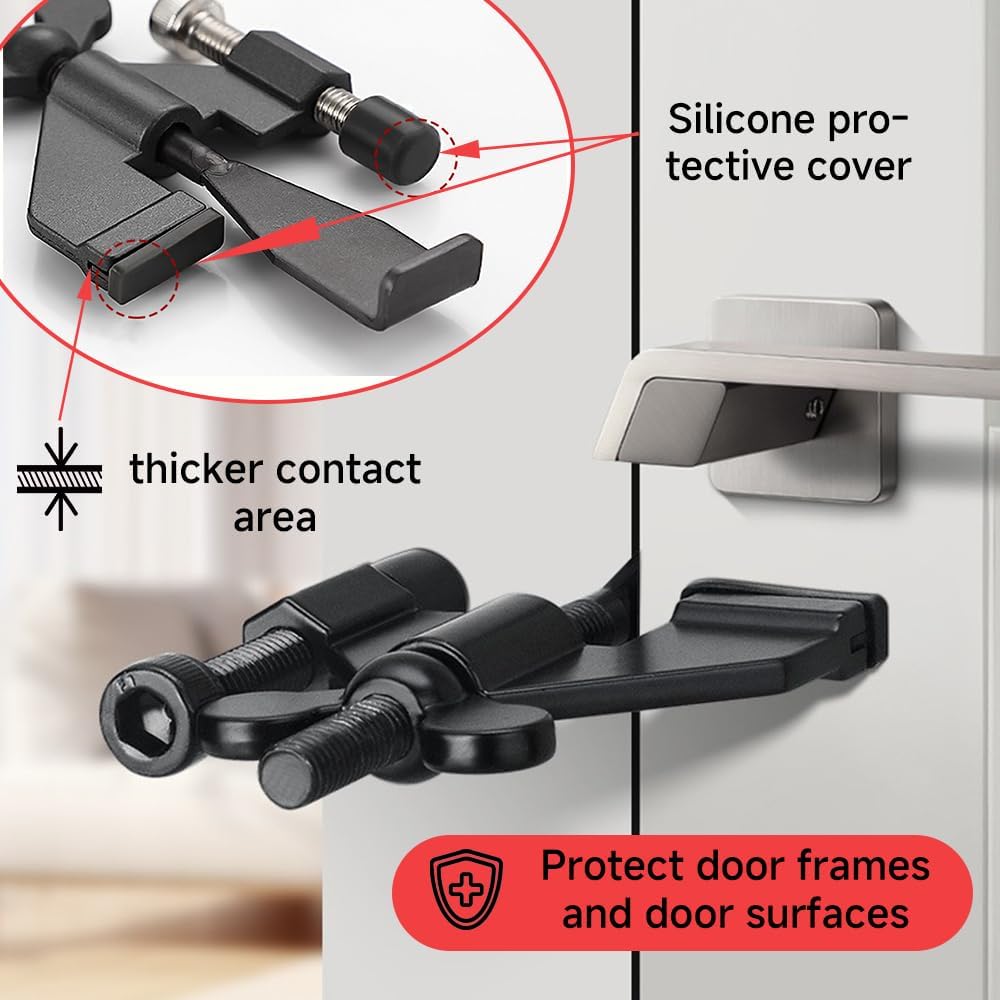 Portable Alarm Door Stopper for Additional Safety in Hotel,Apartment and Bedroom,Removable Bottom Door Jammer Device,Anti Theft Extra Security Lock Kit for Travel. (Normal Stopper&Lock)