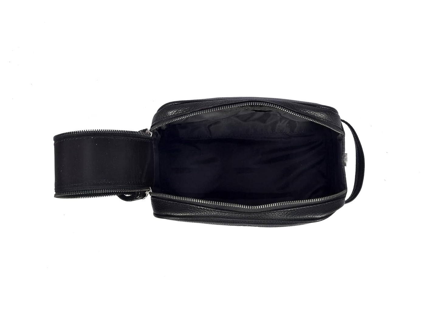 10" Premium Leather Toiletry Travel Pouch With Waterproof Lining | King-Size Handcrafted Vintage Dopp kit By Aaron Leather Goods (Jade Black) - Roamly
