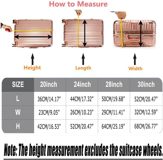 0.4mm Thick Transparent PVC Luggage Protector Cover Set, Waterproof TSA Approved Luggage Covers for Suitcase, Clear Suitcase Covers for 19-29 Inch Spinner Luggage
