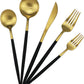 Gugrida 5-Piece 18/10 Stainless Steel Matte Gold Silverware Set, Kitchen Tableware Set, Dishwasher Safe
