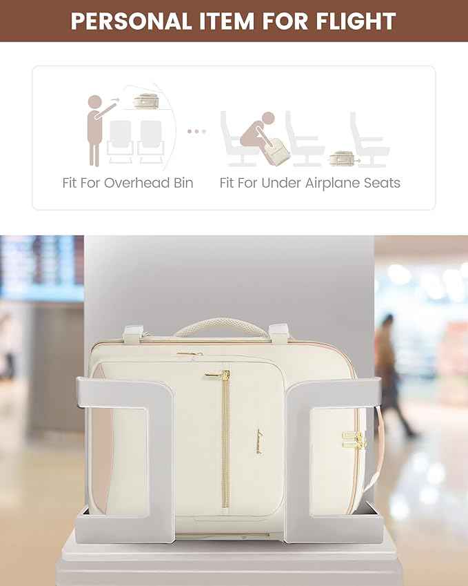 LOVEVOOK Travel Backpack for Women & Men 40L,Airline Approved Carry On Backpack Travel Essential,TSA Carry on Luggage,Waterproof Personal Item Travel Bag,Suitcase with 3 Packing Cube,Beige-Flesh beige
