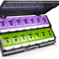 Extra Large Weekly Pill Organizer 2 Times a Day - Remtise Am/Pm Daily Pill Case Medicine Organizer, Push Button 7 Day Pill Box for Pills/Vitamin/Cod Liver Oil/Supplements (Purple & Green)