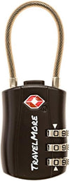 TSA Approved Travel Combination Cable Luggage Locks for Suitcases & Backpacks - 1 Pack of Black TSA Lock