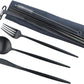 Gugrida Reusable Travel Utensils, 7 Piece Portable 304 Stainless Steel including Knife Fork Spoon Chopsticks Cleaning Brush Straws Portable Pouch, Eco-friendly Camping Silverware Set, Dishwasher Safe