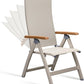 Adjustable Folding Chair, Indoor & Outdoor Balcony, Patio Porch, Garden Lawn, Pool, for Comfortable Foldable Chairs, Portable Cozy Recliner, Metal Frame with Teak armrest, Durable