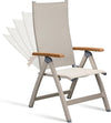 Adjustable Folding Chair, Indoor & Outdoor Balcony, Patio Porch, Garden Lawn, Pool, for Comfortable Foldable Chairs, Portable Cozy Recliner, Metal Frame with Teak armrest, Durable