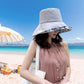 Women Floral Reversible Wide Brim Sun Hats Summer UV Protection Hiking Fishing Hat Wired Edge Beach Garden Lawn Work Cap Chin Strap