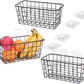 3 Set LeleCAT Adhesive Over the Cabinet Door Wire Baskets for Organizing for Kitchen Food Pantry Bathroom Shelf Storage No Drilling Wall Mounted,Black