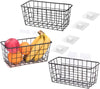 3 Set LeleCAT Adhesive Over the Cabinet Door Wire Baskets for Organizing for Kitchen Food Pantry Bathroom Shelf Storage No Drilling Wall Mounted,Black