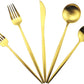 Gugrida 20-Piece 18/10 Stainless Steel Flatware Silverware, Luxury Dinnerware Set Travel Cutlery Tableware Include Knife Fork Spoon Service for 4,Healthy & Eco-Friendly Dishwasher Safe (Gold Matte)