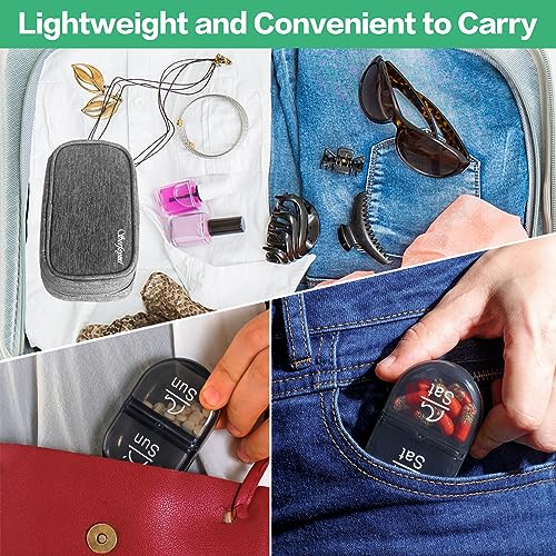 Weekly Travel Pill Organizer 2 Times a Day AM PM Black Pill Box
